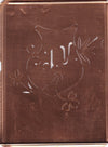 JV - Seltene Stickvorlage - Uralte Wäscheschablone mit Wappen - Medaillon