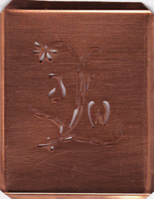 JW - Hübsche, verspielte Monogramm Schablone Blumenumrandung