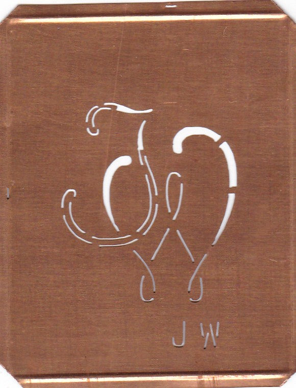 JW - 90 Jahre alte Stickschablone für hübsche Handarbeits Monogramme