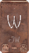 JW - Kleine Monogramm-Schablone in Jugendstil-Schrift