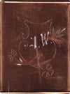 JW - Seltene Stickvorlage - Uralte Wäscheschablone mit Wappen - Medaillon