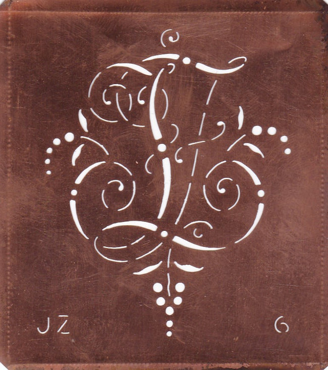 JZ - Interessante Monogrammschablone aus Kupferblech