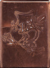 JZ - Seltene Stickvorlage - Uralte Wäscheschablone mit Wappen - Medaillon