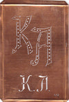 KA - Interessante alte Kupfer-Schablone zum Sticken von Monogrammen