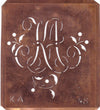 KA - Alte Schablone aus Kupferblech mit klassischem verschlungenem Monogramm 