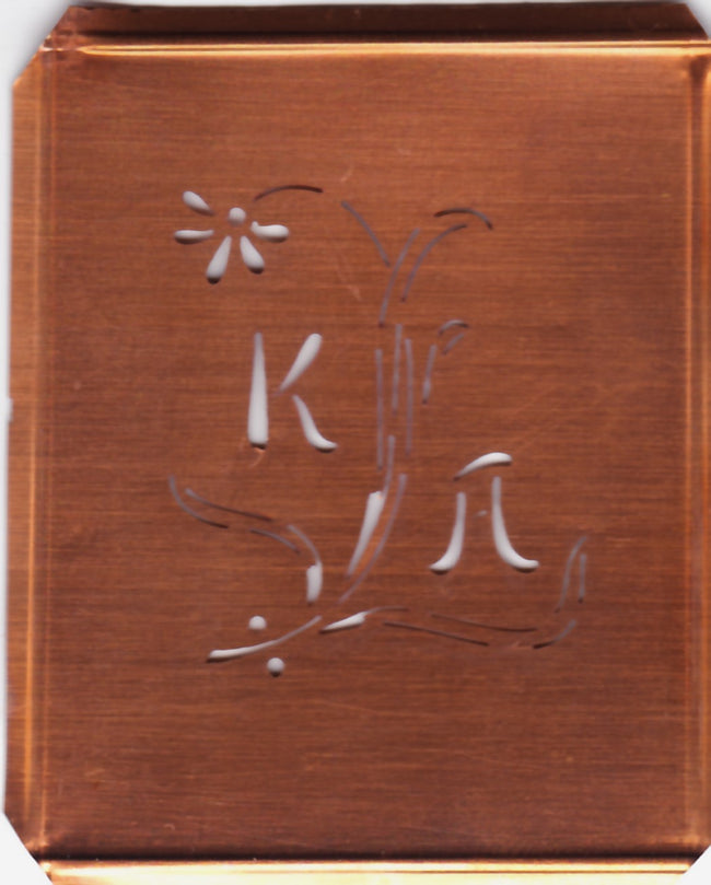 KA - Hübsche, verspielte Monogramm Schablone Blumenumrandung