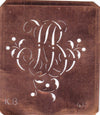 KB - Alte Schablone aus Kupferblech mit klassischem verschlungenem Monogramm 