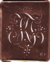 KF - Antiquität aus Kupferblech zum Sticken von Monogrammen und mehr