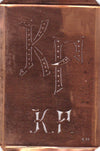KF - Interessante alte Kupfer-Schablone zum Sticken von Monogrammen