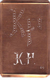 KF - Interessante alte Kupfer-Schablone zum Sticken von Monogrammen