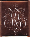 KF - Alte Monogramm Schablone mit Schnörkeln