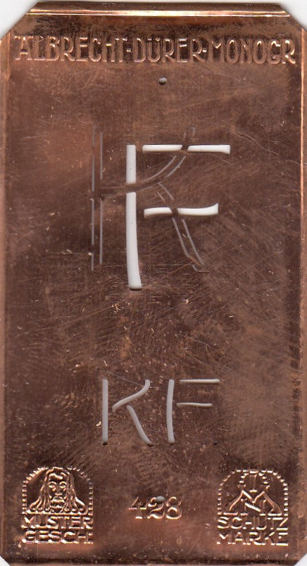 KF - Kleine Monogramm-Schablone in Jugendstil-Schrift