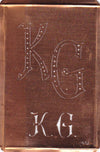 KG - Interessante alte Kupfer-Schablone zum Sticken von Monogrammen
