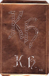 KH - Interessante alte Kupfer-Schablone zum Sticken von Monogrammen