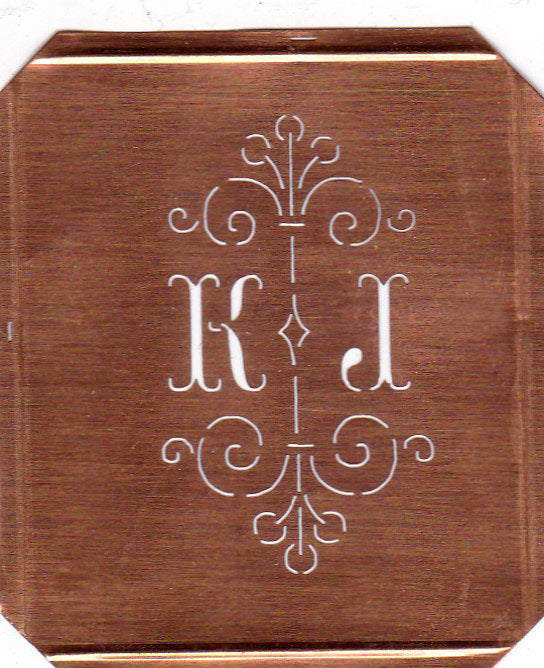KJ - Besonders hübsche alte Monogrammschablone