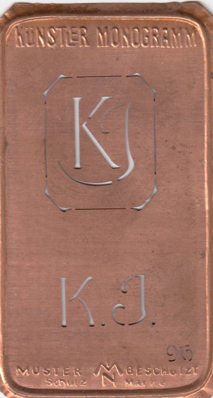KJ - Alte Jugendstil Stickschablone - Medaillon-Design