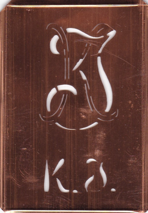 KJ - Stickschablone für 2 verschiedene Monogramme