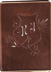 KJ - Seltene Stickvorlage - Uralte Wäscheschablone mit Wappen - Medaillon