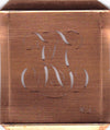 KJ - Hübsche alte Kupfer Schablone mit 3 Monogramm-Ausführungen