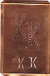 KK - Interessante alte Kupfer-Schablone zum Sticken von Monogrammen