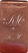 www.knopfparadies.de - KM - Alte Stickschablone mit 2 zarten Monogrammen