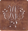 KN - Alte Schablone aus Kupferblech mit klassischem verschlungenem Monogramm 