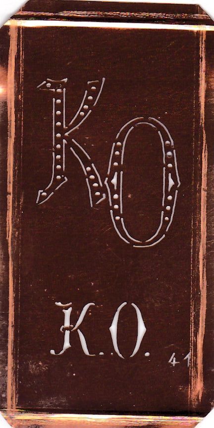 KO - Alte Monogramm Schablone zum Sticken