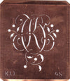 KO - Alte Schablone aus Kupferblech mit klassischem verschlungenem Monogramm 