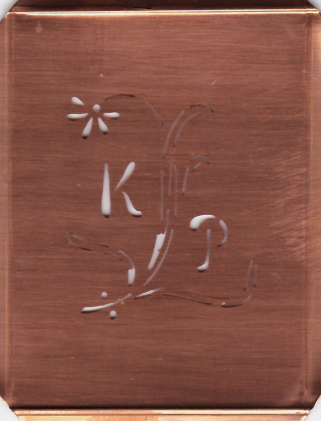 KP - Hübsche, verspielte Monogramm Schablone Blumenumrandung