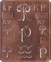 KP - Uralte Monogrammschablone aus Kupferblech