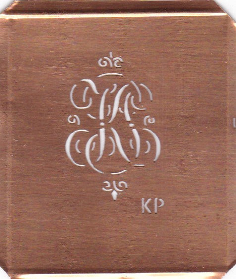 KP - Kupferschablone mit kleinem verschlungenem Monogramm
