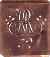 KR - Alte Schablone aus Kupferblech mit klassischem verschlungenem Monogramm 