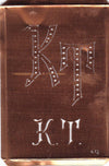 KT - Interessante alte Kupfer-Schablone zum Sticken von Monogrammen