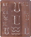 KU - Uralte Monogrammschablone aus Kupferblech