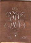 KW - Alte Monogrammschablone aus Kupfer
