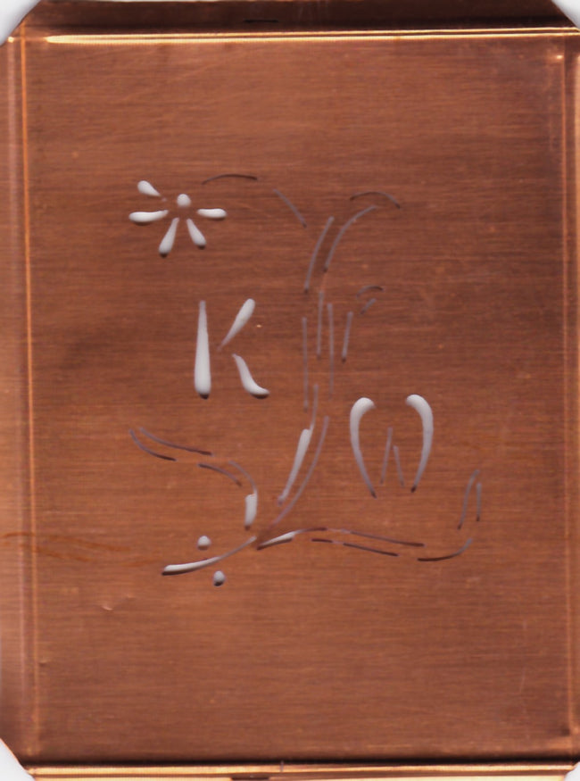 KW - Hübsche, verspielte Monogramm Schablone Blumenumrandung