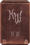 KW - Alte, sachlich designte Monogrammschablone zum Sticken