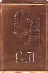 LA - Interessante alte Kupfer-Schablone zum Sticken von Monogrammen
