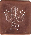 LA - Alte Schablone aus Kupferblech mit klassischem verschlungenem Monogramm 