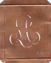 LA - Hübsche alte Kupfer Schablone mit 3 Monogramm-Ausführungen