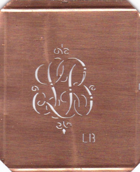LB - Kupferschablone mit kleinem verschlungenem Monogramm