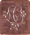 LC - Alte Schablone aus Kupferblech mit klassischem verschlungenem Monogramm 