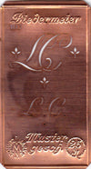 www.knopfparadies.de - LC - Alte Stickschablone mit 2 zarten Monogrammen