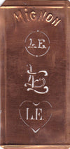 LE - Hübsche alte Kupfer Schablone mit 3 Monogramm-Ausführungen