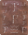 LF - Uralte Monogrammschablone aus Kupferblech