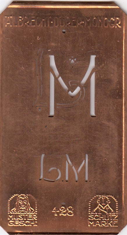 LM - Kleine Monogramm-Schablone in Jugendstil-Schrift