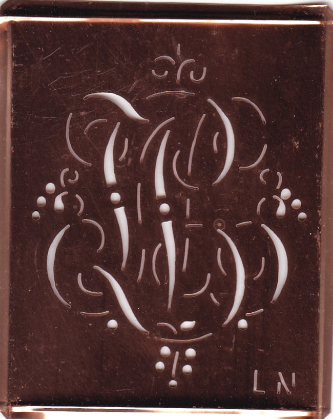 LN - Alte Monogramm Schablone mit Schnörkeln