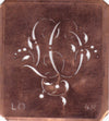 LO - Alte Schablone aus Kupferblech mit klassischem verschlungenem Monogramm 