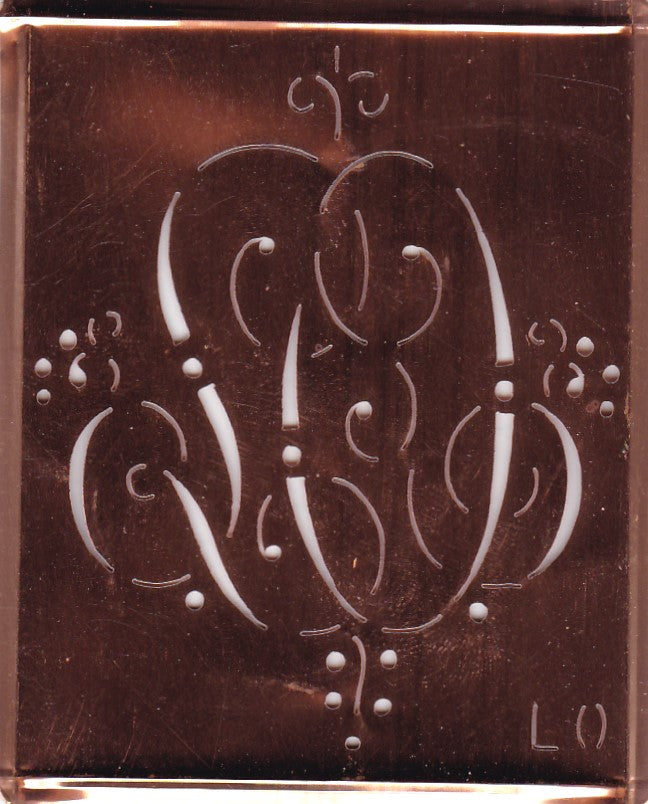 LO - Alte Monogramm Schablone mit nostalgischen Schnörkeln