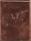 LP - Seltene Stickvorlage - Uralte Wäscheschablone mit Wappen - Medaillon